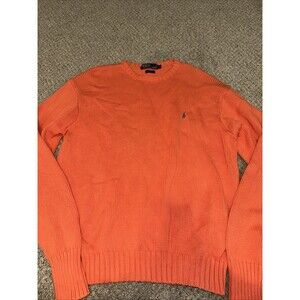 Vintage 90s Polo by Ralph Lauren 100% Cotton Sweater Orange Knit Crewneck Large